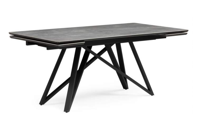 Керамический стол Вилсон 160(220)х89 серый мрамор larka grey / черный