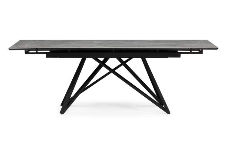 Керамический стол Вилсон 160(220)х89 серый мрамор larka grey / черный-3