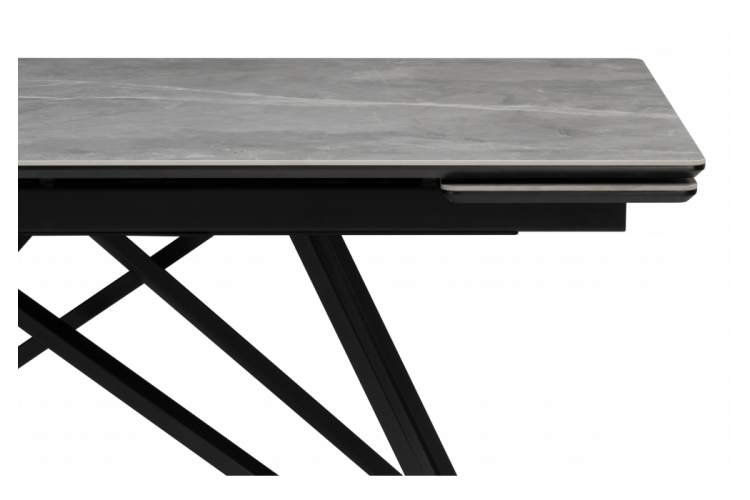 Керамический стол Вилсон 160(220)х89 серый мрамор larka grey / черный-5