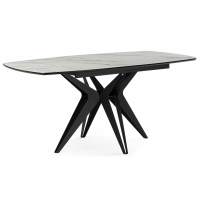 Керамический стол Риполь 160(205)х89 белый с прожилками gilt white / черный