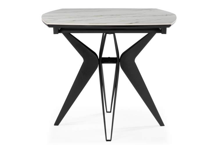 Керамический стол Риполь 160(205)х89 белый с прожилками gilt white / черный-10