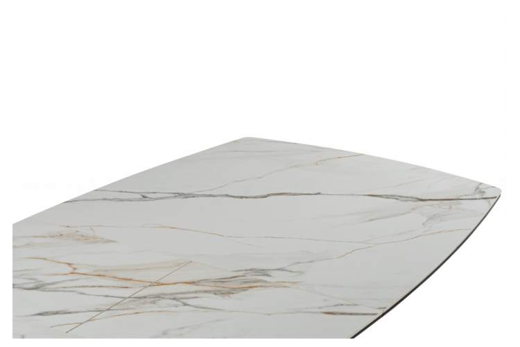 Керамический стол Риполь 160(205)х89 белый с прожилками gilt white / черный-13