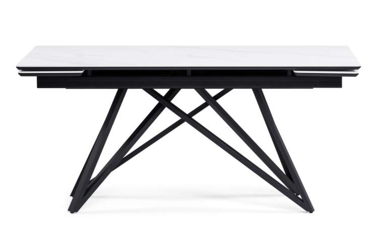Керамический стол Вилсон 160(220)х89х75 белый мрамор snow white / черный-6