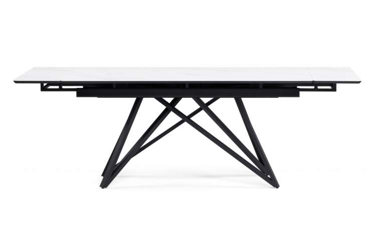 Керамический стол Вилсон 160(220)х89х75 белый мрамор snow white / черный-7