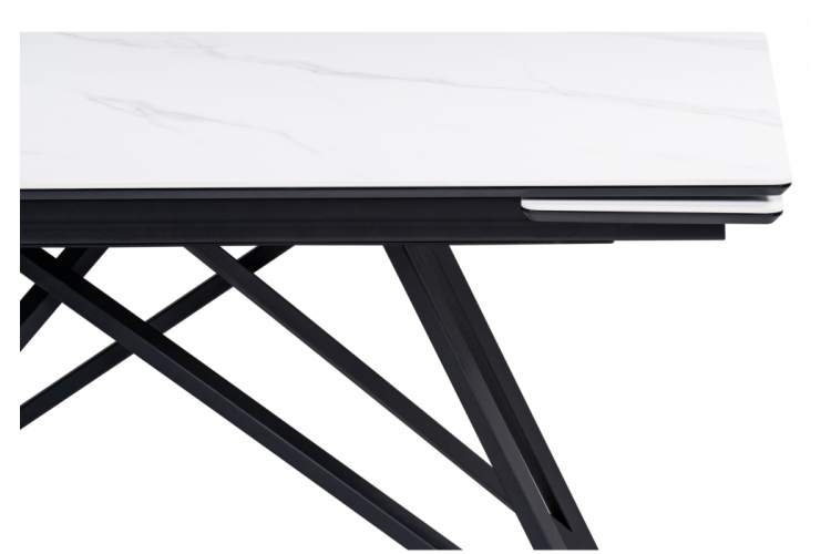 Керамический стол Вилсон 160(220)х89х75 белый мрамор snow white / черный-9
