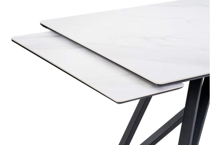 Керамический стол Вилсон 160(220)х89х75 белый мрамор snow white / черный-10