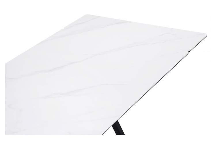 Керамический стол Вилсон 160(220)х89х75 белый мрамор snow white / черный-11