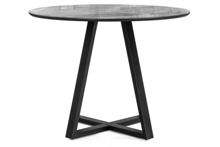 Стол стеклянный Норфолк 100 серый мрамор / черный-2