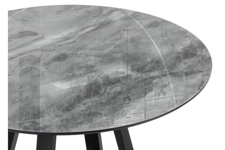 Стол стеклянный Норфолк 100 серый мрамор / черный-3