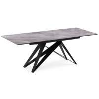 Стол стеклянный Блэкберн 140(200)х80 кристл серый мрамор / черный