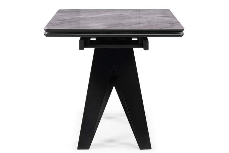 Стол стеклянный Блэкберн 140(200)х80 кристл серый мрамор / черный-10