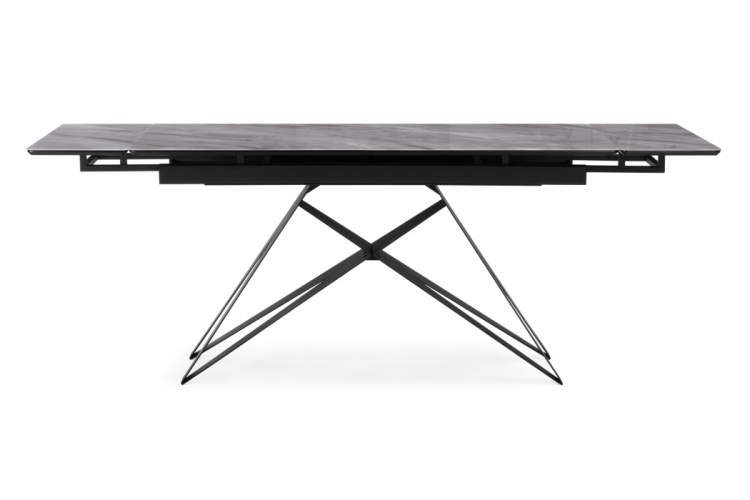 Стол стеклянный Блэкберн 140(200)х80 кристл серый мрамор / черный-11