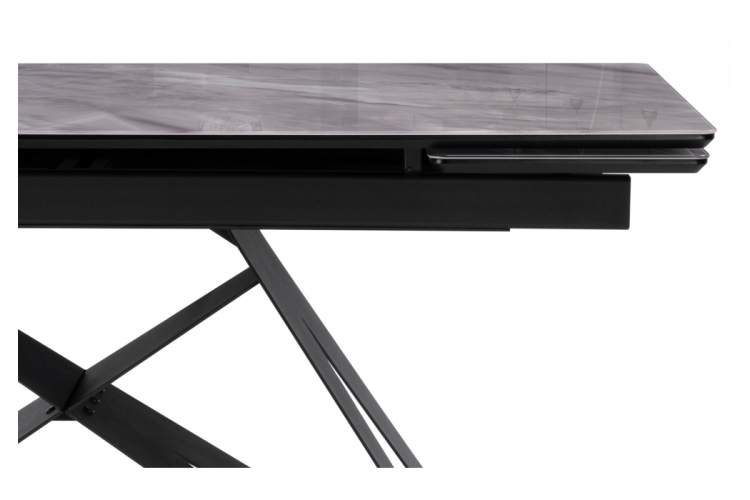 Стол стеклянный Блэкберн 140(200)х80 кристл серый мрамор / черный-12