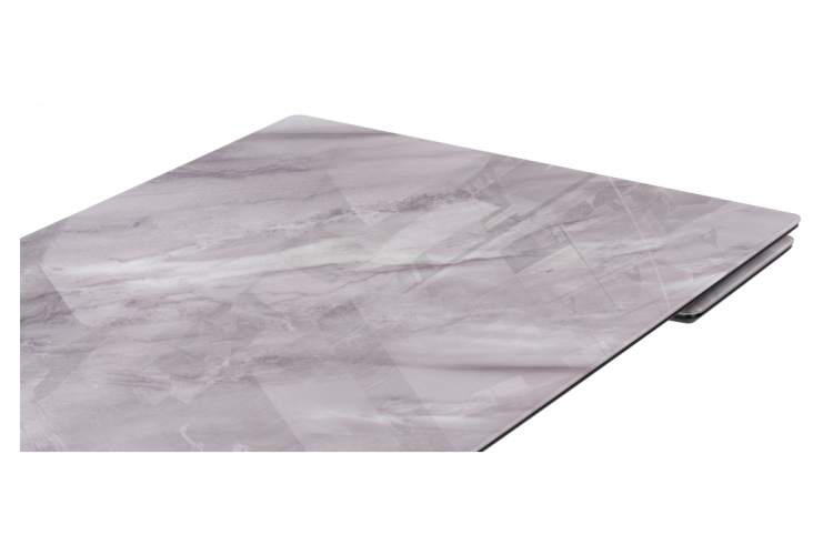 Стол стеклянный Блэкберн 140(200)х80 кристл серый мрамор / черный-13