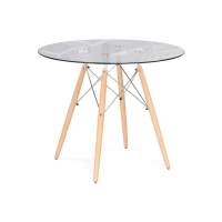 Стол стеклянный PT-151 80х80х76 clear glass / wood Стол стеклянный PT-151 80х80х76 clear glass / wood