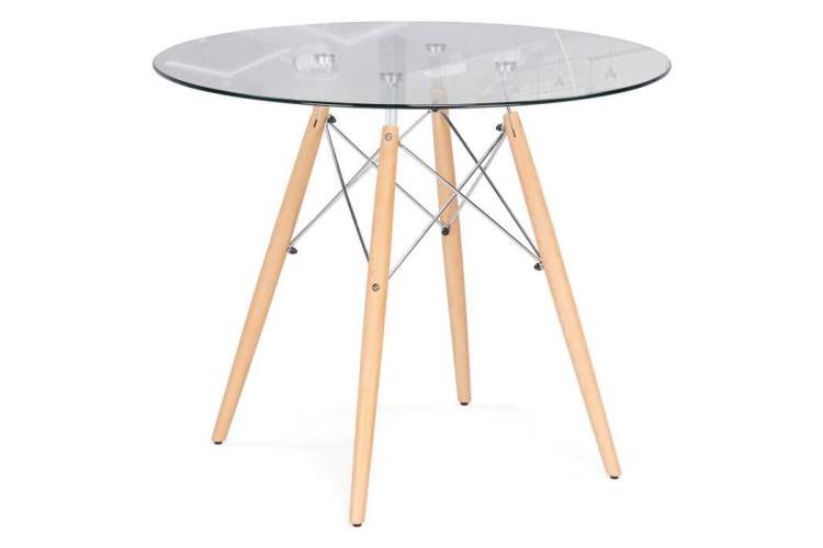 Стол стеклянный PT-151 80х80х76 clear glass / wood