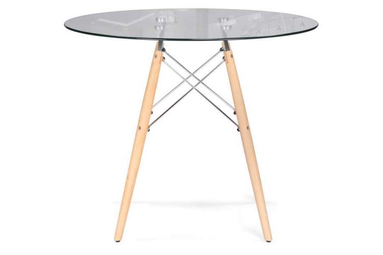Стол стеклянный PT-151 80х80х76 clear glass / wood-1