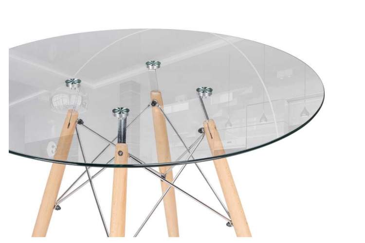 Стол стеклянный PT-151 80х80х76 clear glass / wood-2