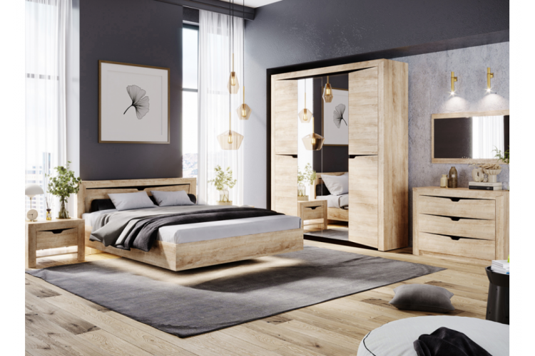 Кровать Магантия 140х200 сПМ парящая дуб баррик-12