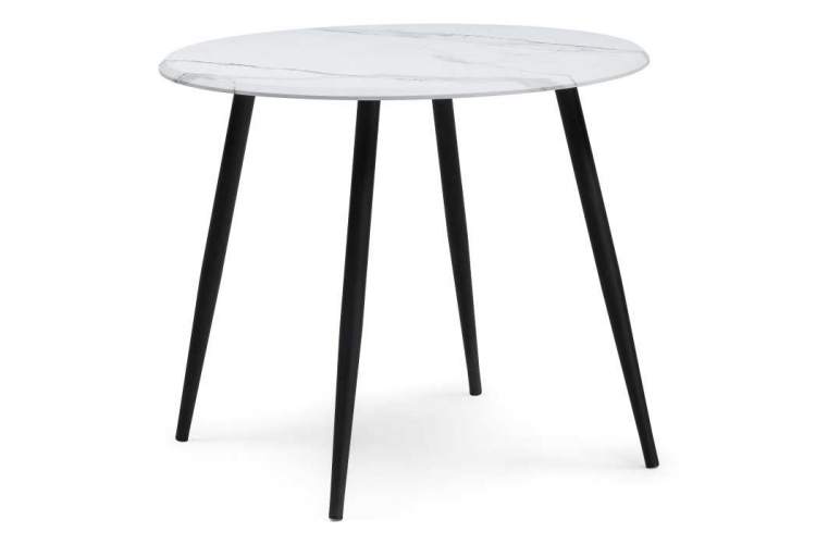 Стол деревянный Абилин 90 мрамор белый / черный матовый