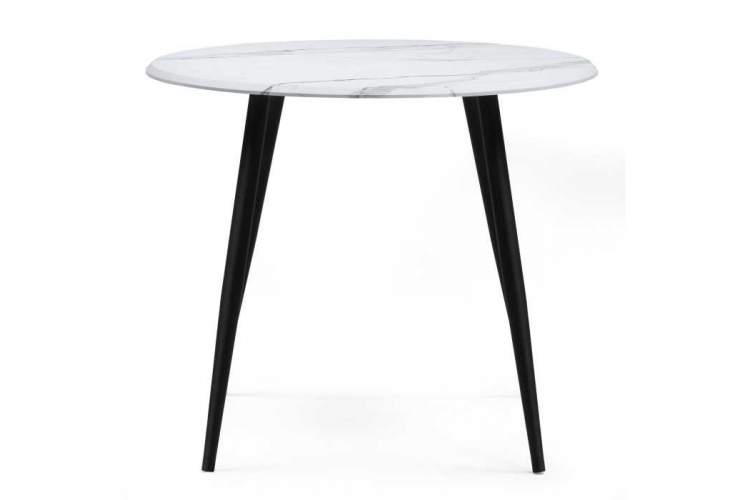 Стол деревянный Абилин 90 мрамор белый / черный матовый-1