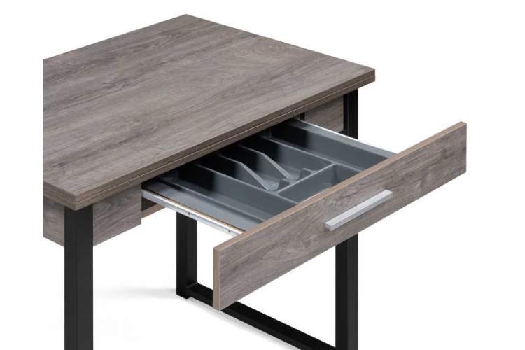 Стол деревянный Ибби 90(128)х64х77 рошелье / черный матовый-7