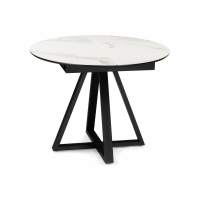 Керамический стол Нельсон 100(140)х100х76 alpine white / черный