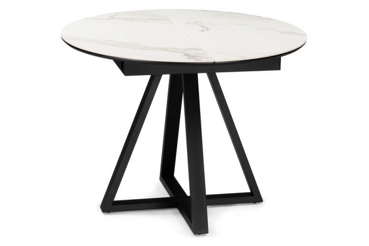 Керамический стол Нельсон 100(140)х100х76 alpine white / черный