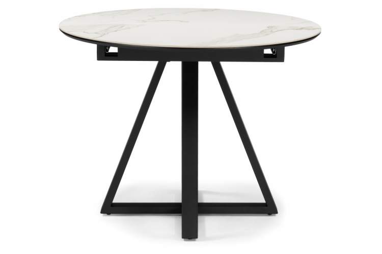 Керамический стол Нельсон 100(140)х100х76 alpine white / черный-2