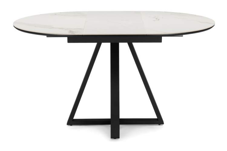 Керамический стол Нельсон 100(140)х100х76 alpine white / черный-3