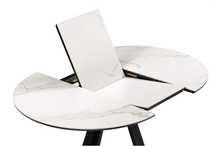 Керамический стол Нельсон 100(140)х100х76 alpine white / черный-4