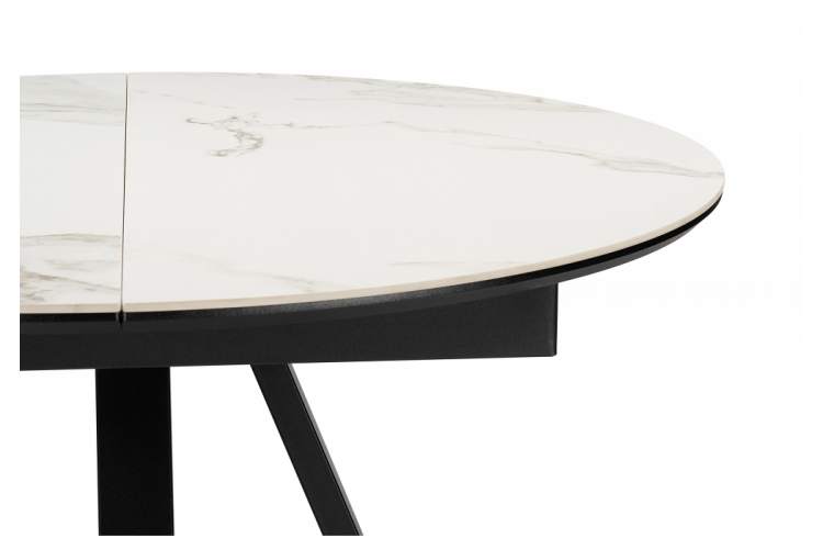 Керамический стол Нельсон 100(140)х100х76 alpine white / черный-6