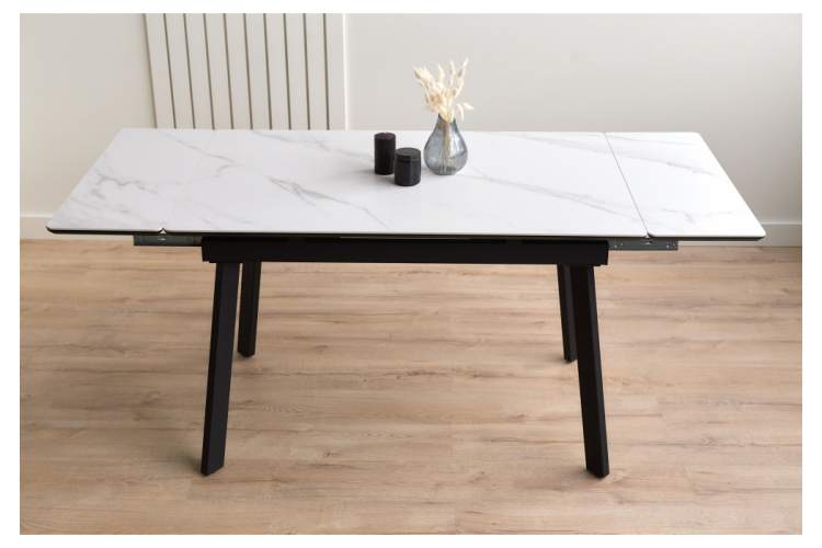 Керамический стол Норман 120(180)х80 snow (alpin) white / черный-14