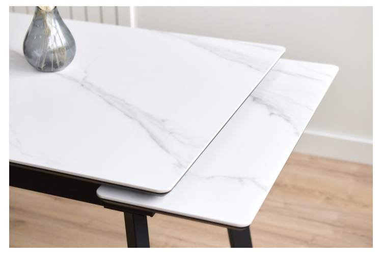 Керамический стол Норман 120(180)х80 snow (alpin) white / черный-15