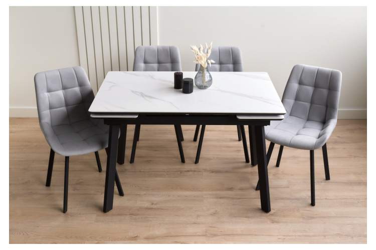 Керамический стол Норман 120(180)х80 snow (alpin) white / черный-17