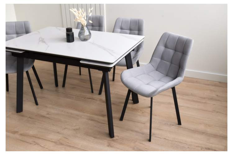 Керамический стол Норман 120(180)х80 snow (alpin) white / черный-18