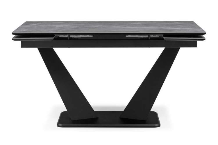 Керамический стол Кели 140(200)х80х76 серый мрамор / черный-1