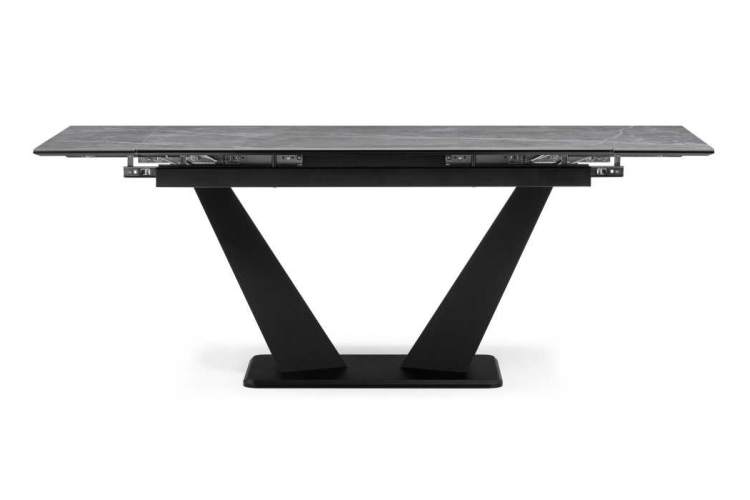 Керамический стол Кели 140(200)х80х76 серый мрамор / черный-2