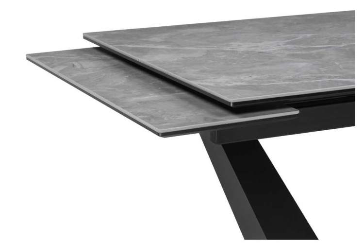 Керамический стол Кели 140(200)х80х76 серый мрамор / черный-6