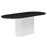 Стол деревянный Барон О 200 х 90 черная пленка шагрень / белые ноги