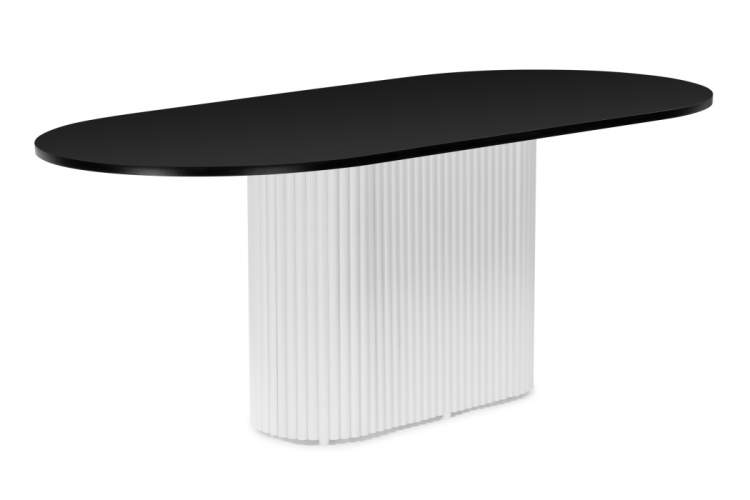 Стол деревянный Барон О 200 х 90 черная пленка шагрень / белые ноги