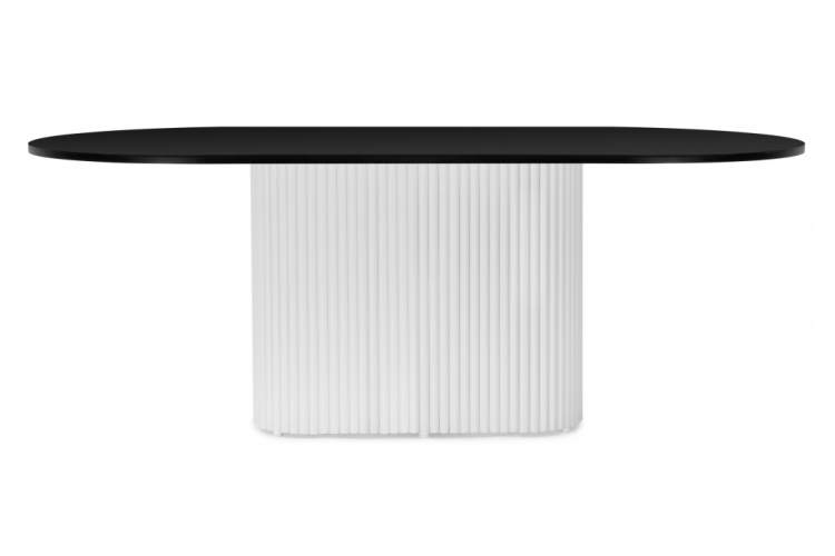 Стол деревянный Барон О 200 х 90 черная пленка шагрень / белые ноги-4