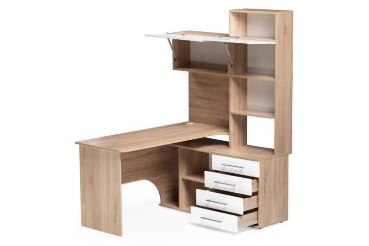 КСТ-14П правый дуб сонома / белый Компьютерный стол-3