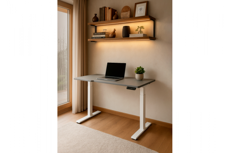 Компьютерный стол Маркос 140х80 светло-серый / белый-3