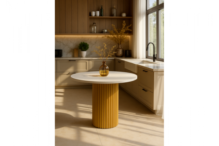 Стол деревянный Барел 90 белый / золото-2