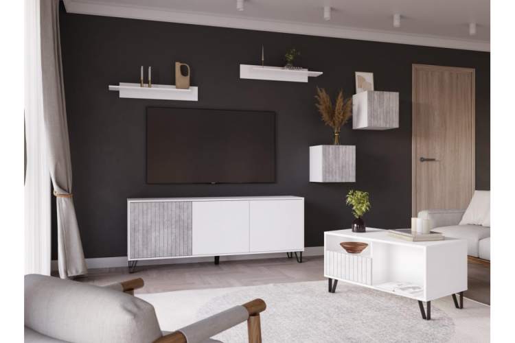 Журнальный стол Эннис белый / бетон светлый-1