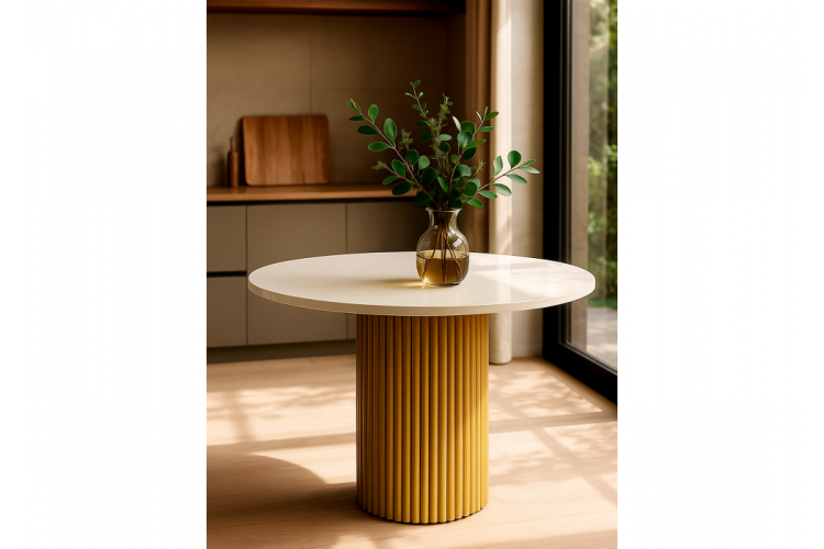 Стол деревянный Барел 90 белый / золото-1