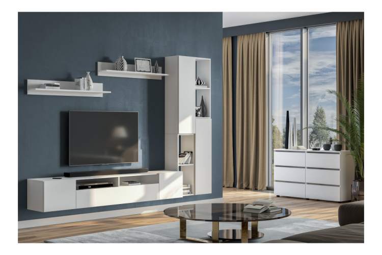 Комод Валенсия белый текстурный-11