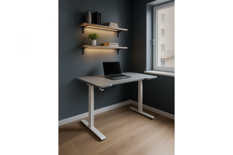 Компьютерный стол Маркос 140х80 светло-серый / белый-1