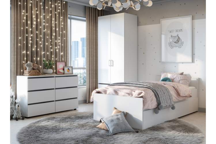 Шкаф двухстворчатый Валенсия белый текстурный-3